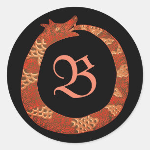 Ouroboros monogram  classic round sticker