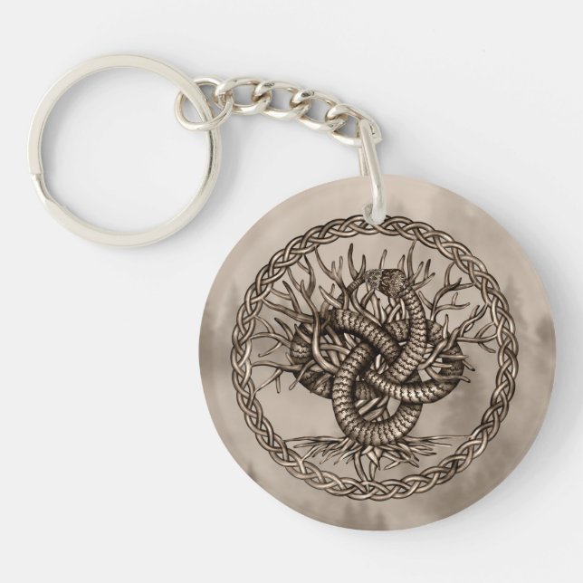 Ouroboros noeud celtique avec arbre de vie Sepia (Devant)