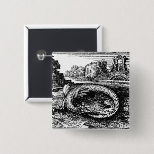 Ouroboros Serpent Pin-back 2 Inch Square Button