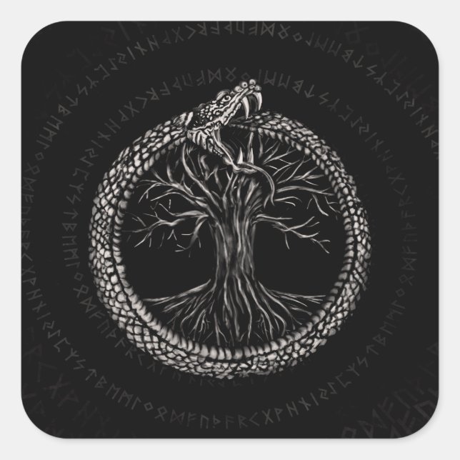 Ouroboros with Tree of Life Square Sticker (Front)