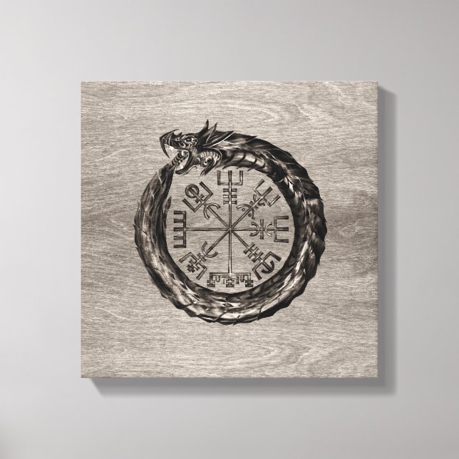 Ouroboros with Vegvisir Canvas Print (Front)