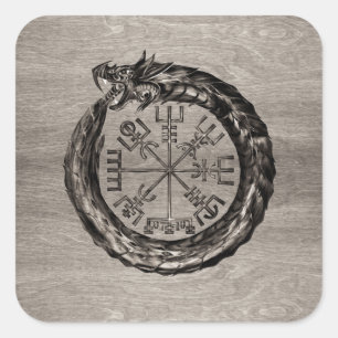 Ouroboros with Vegvisir Square Sticker