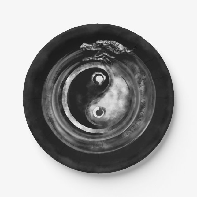 Ouroboros Yin - Yang Paper Plate (Front)