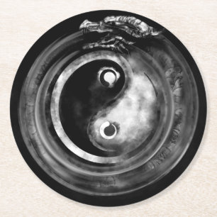 Ouroboros Yin - Yang Round Paper Coaster