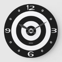 Ourprey Shooting Target Bullet Holes Timepiece B/W