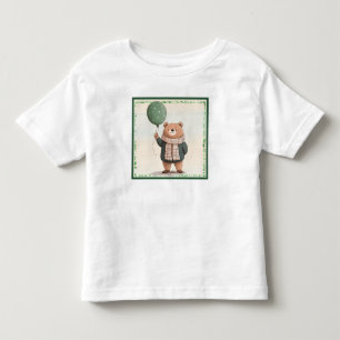 Ours à Sweat Vert avec Écharpe Plaid Automne