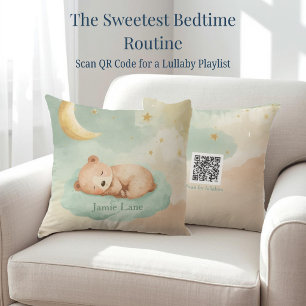 Ours aquarelle sur nuage Coussin de berceuse scann