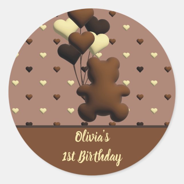Ours au chocolat mignon stickers Anniversaire (Devant)