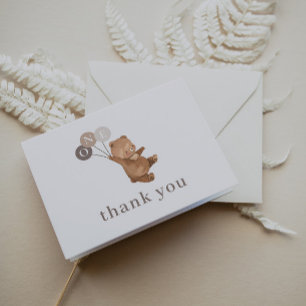 Ours avec 3 ballons Brown - Carte de remerciements
