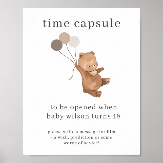 Ours avec 3 ballons Brown Poster de la capsule tem (Devant)