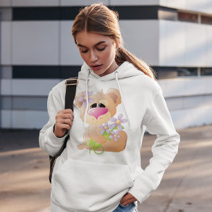 Ours Avec Fleurs Solaires Sweat - shirt à capuche