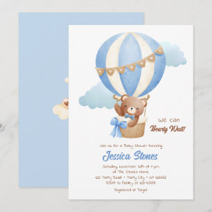 Ours Bébé Douche Invitations Garçon Air Chaud Ball