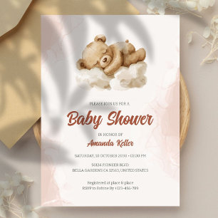 Ours Bébé Sleepy Invitation Baby shower neutre