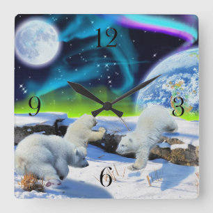 Ours blanc CUB et horloge de jour de la terre de