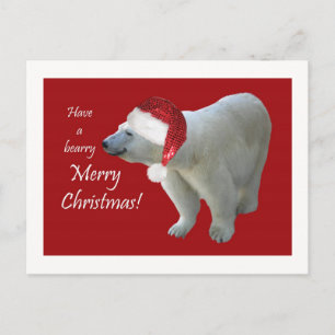 Ours blanc Père Noël de carte de voeux de Noël
