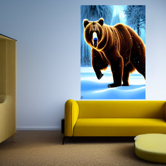 Ours Brown dans la neige | AI Art Poster