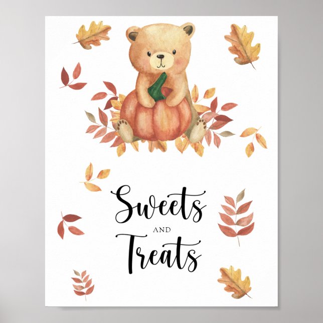 Ours citrouille, bonbons et friandises poster baby (Devant)
