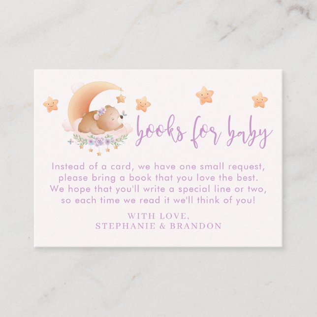 Ours couché sur Cloud Baby Girl Book Request Carte (Devant)