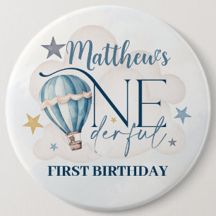 Ours dans un ballon 1er Anniversaire Badge rond