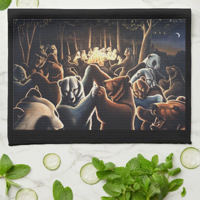 Ours dansant Serviette Animaux Porter Serviette de (Plié)
