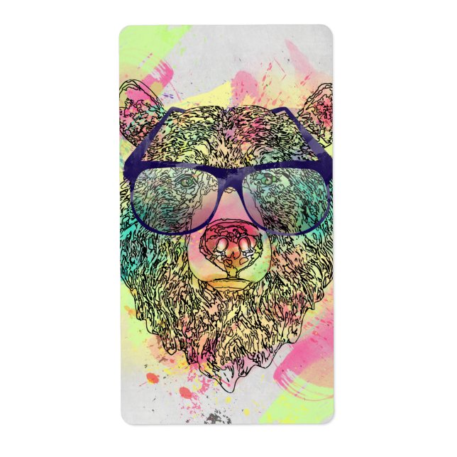 Ours d'aquarelle cool avec lunettes design (Devant)