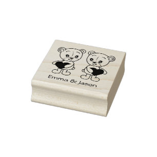 Ours de bébé mignon avec coeur tampon caoutchouc