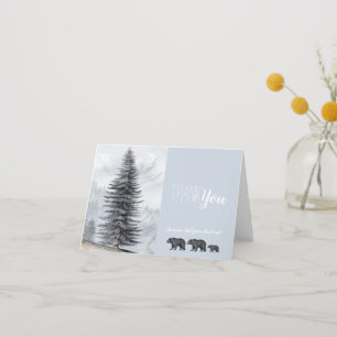 Ours de bois Baby shower Merci gris bleu