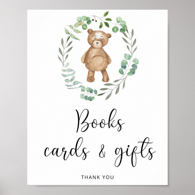 Ours de bois livres cartes et affiche cadeaux (Devant)