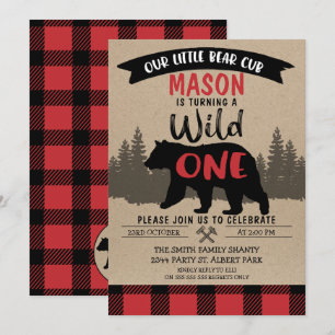 Ours de bûcheron Wild Un Anniversaire Invitation