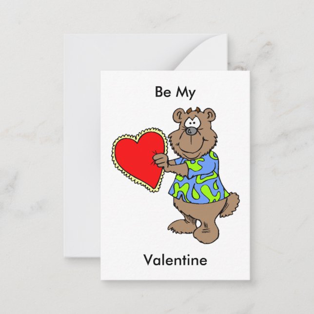 Ours de dessin avec Valentine Coeur Mini Cartes En (Devant)