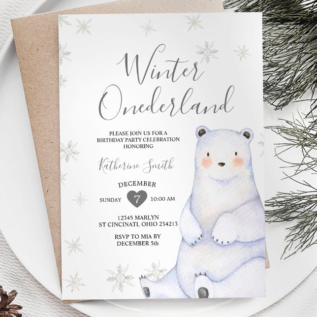 Ours de Flamme de neige d'hiver Invitation d'anniv (Créateur téléchargé)