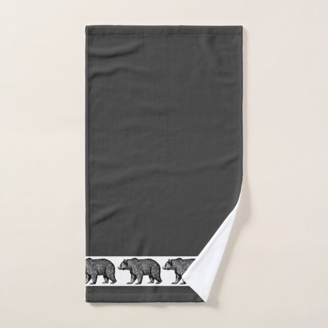 Ours de marche Rustique Gris Charbon (Serviette à main)