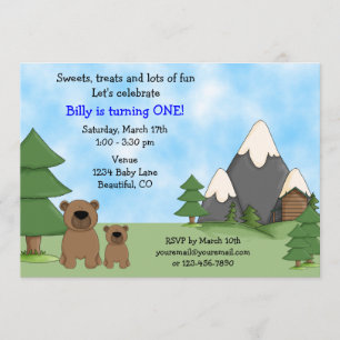 Ours de montagne 1er anniversaire Invitation pour 