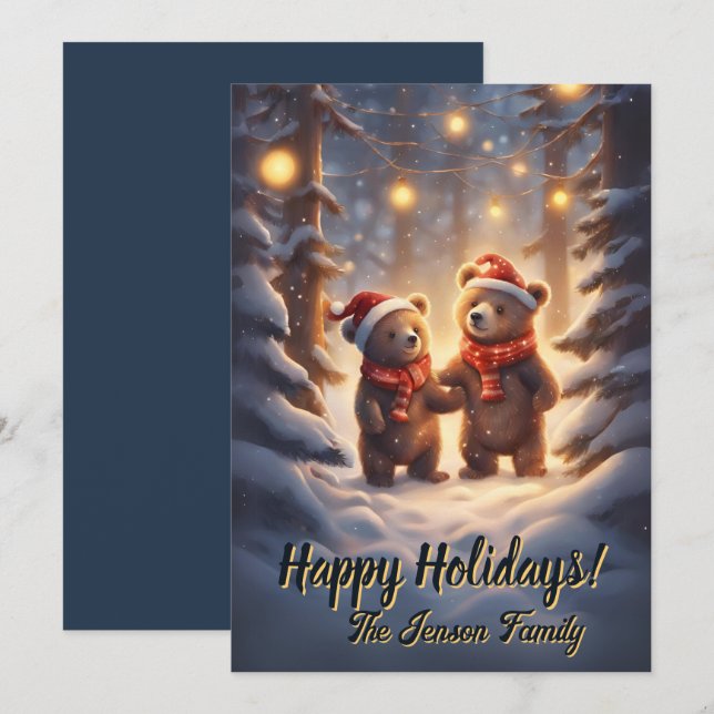 Ours de Noël 14, Joyeux Fêtes, Carte de Noël (Devant / Derrière)