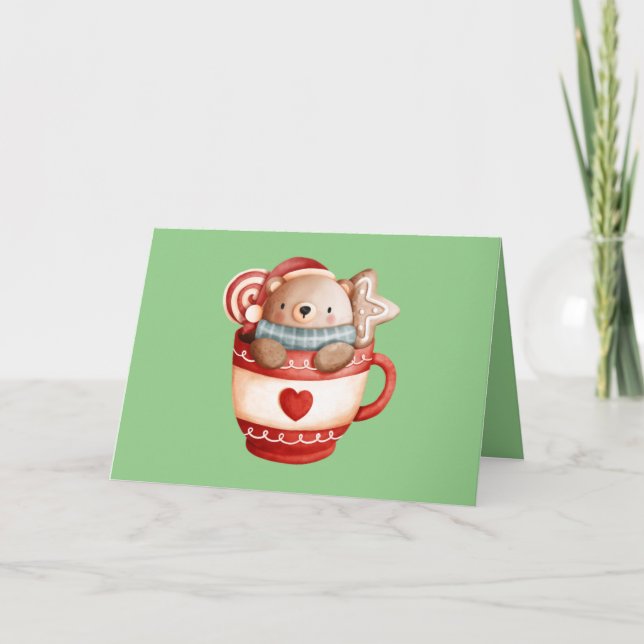 Ours De Noël Dans Une Carte de remerciements De Co (Devant)