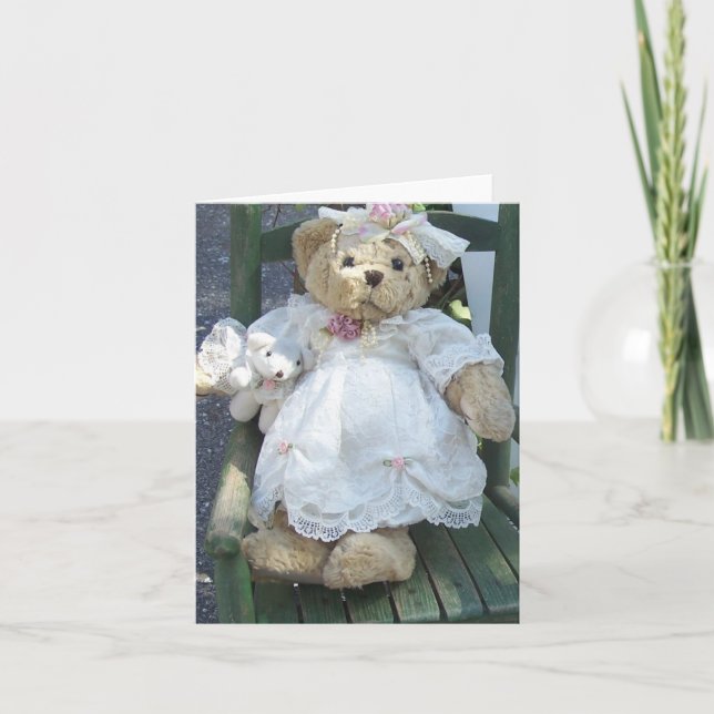 Ours de nounours dans la robe avec des cartes pour (Devant)