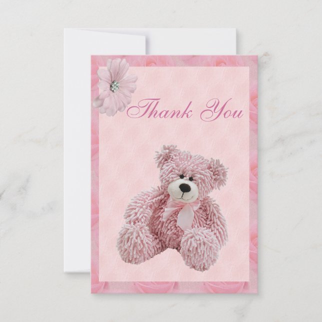 Ours de nounours et baby shower roses de Merci de (Devant)