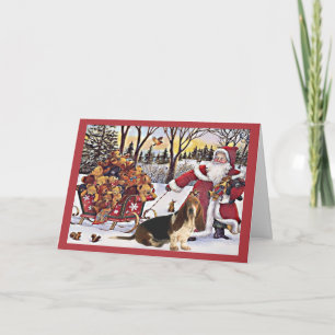 Ours de Père Noël de carte de Noël de Basset Hound