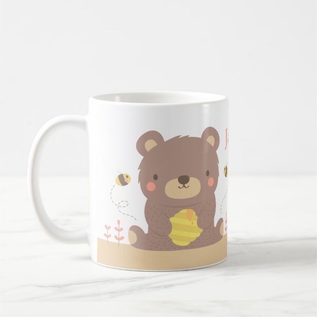 Ours de région boisée et tasse mignons d'enfants (Gauche)
