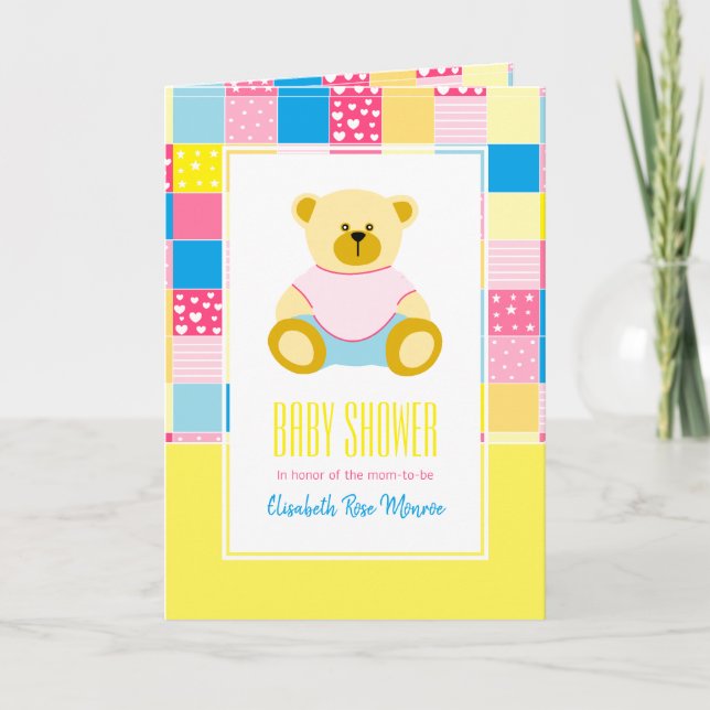 Ours d'or en écaille, Baby shower Invitation (Devant)
