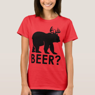 Ours drôle Cerf "BIÈRE?" T-Shirt Graphique – Humor