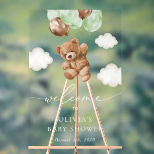 Ours En Conflit, Ballons Verts, Baby shower D'Accu
