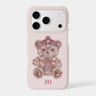 Ours en peluche à monogramme rose luxueux avec str
