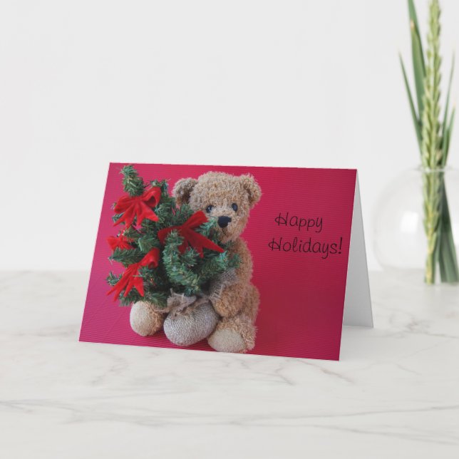 ours en peluche avec carte de voeux sapin de Noël (Devant)