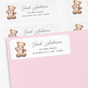 Ours en peluche avec ruban rose Baby Girl Douche