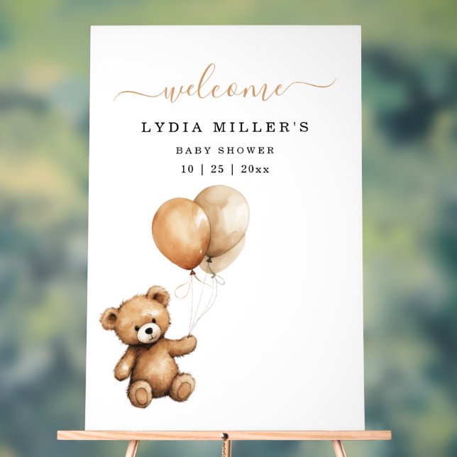 Ours en peluche Ballons baby shower neutre (Neutre)