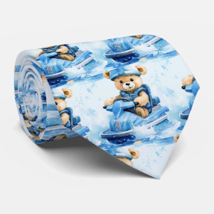 Ours en peluche bleu Jet Ski Cravate