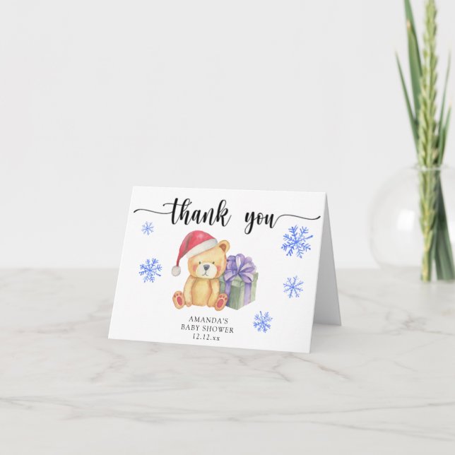 Ours en peluche d'hiver - merci (Devant)