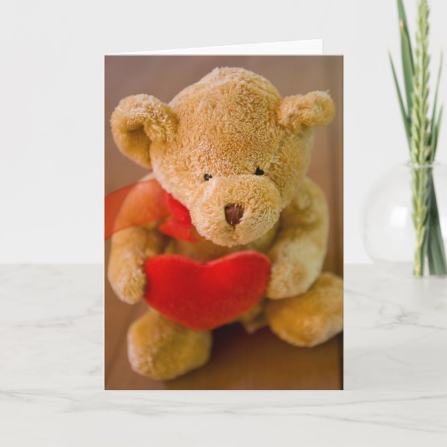 Ours en peluche farci tenant une carte de voeux ca (Devant)