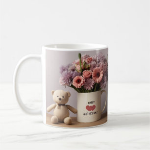 Ours en peluche, fleurs et café Mug cadeau de la f
